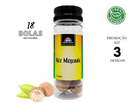 Noz Moscada Bola Kampo Ervas 3 Frascos  6 bolas em cada