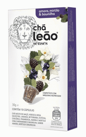 Chá Leão Senses Amora, Mirtilo e Baunilha Cápsulas - 10 unidades