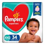 Fraldas Pampers Supersec Tamanho XXG com 34 unidades