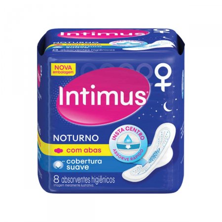 Absorvente Noturno Intimus Com Abas Cobertura Suave com 8 unidades