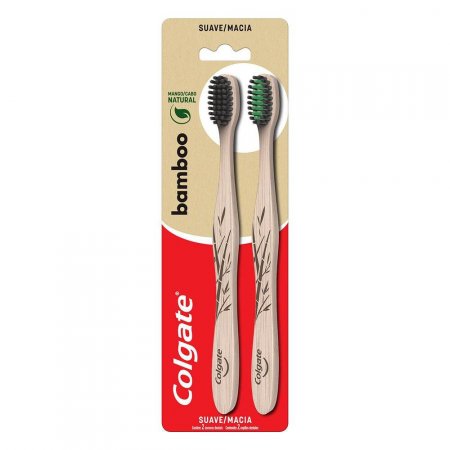 Escova Dental Colgate Bamboo Carvão Ativado com 2 unidades