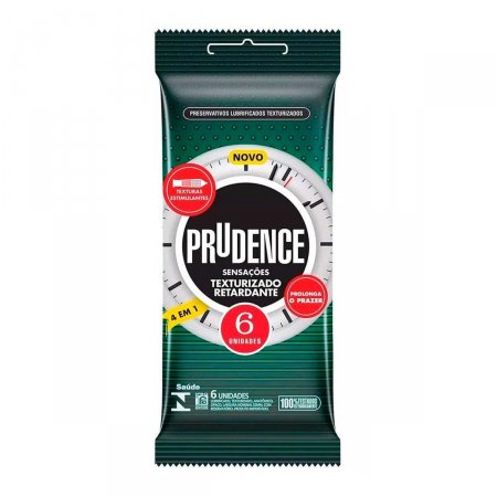 Preservativo Prudence Sensações Texturizado Retardante com 6 Unidades