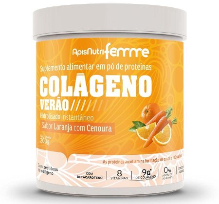 Colágeno Hidrolisado Verão sabor Laranja com Cenoura 200g Femme - ApisNutri
