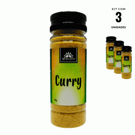 Curry Tempero 100 % Natural Kampo de Ervas 3 frascos 80g cad