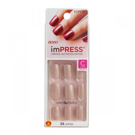 Unhas Autocolantes Impress Girlie Girl Curto com 24 Unidades