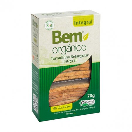 Torrada Integral Orgânica Retangular 70g - Bem Orgânico