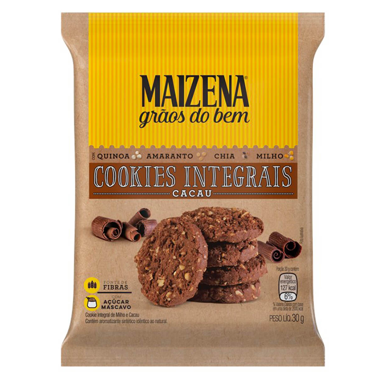 Mini Cookie Integral de Cacau Maizena Grãos do Bem