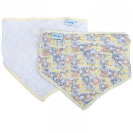 Babador Bandana de Fralda Soft 2 unidades - Ursos Amarelo