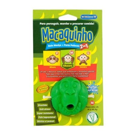 Bolinha Recheável Macaquinho Verde - PetGames Bolinha Recheável Macaquinho Verde P - PetGames