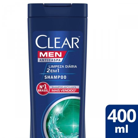 Shampoo Anticaspa Clear Men Limpeza Diária 2 em 1 com 400ml