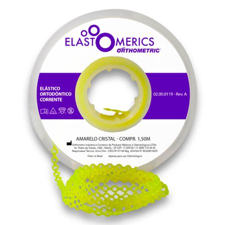 Elastômeros Corrente 1,5m Amarelo Cristal - Orthometric Elastômeros Corrente 1,5m Médio Amarelo Cristal - Orthometric