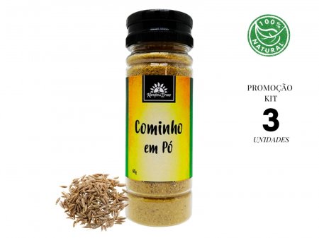 Cominho em pó 100 % Natural Kampo de Ervas 3und com 60g cada