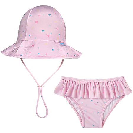 Conjunto de banho para bebê Coruja: Chapéu + Calcinha c/ proteção UV FPS +50 - Tip Top 1386325 BUNDINHA COM CHAPEU BEBE ROSA-2