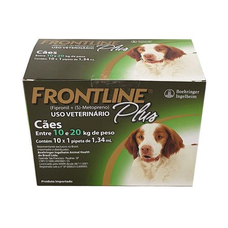 Frontline Plus Antipulgas Cães 10 a 20kg cx 10 pipetas Boehringer