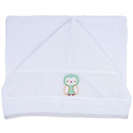Toalha Lisa com Capuz e Faixa de Etamine Bordada   Branco 1