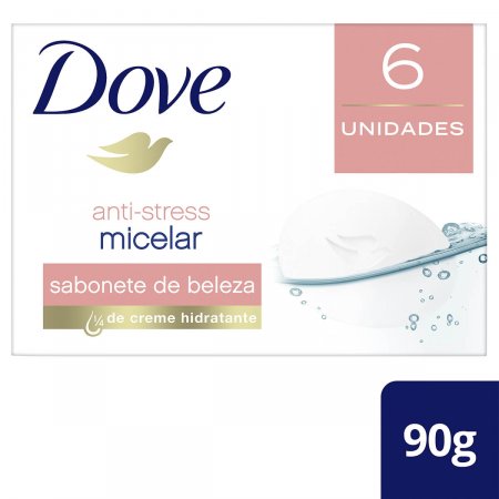 Kit Sabonete em Barra Dove Anti-Stress Micelar com 6 unidades de 90g cada