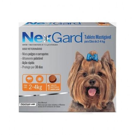 Antipulgas e Carrapatos NexGard 11,3 mg para Cães de 2 a 4 Kgs - 1 Tablete