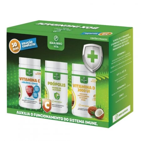 Kit Imunidade Vitamina C + Propolis + Vitamina D3 2000UI Equilibrio Vita