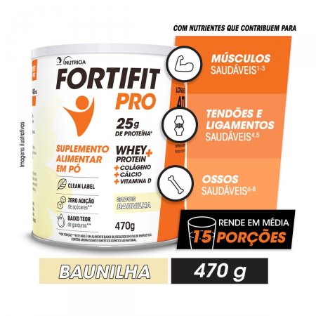 Suplemento Alimentar em Pó Fortifit Pro Baunilha Nutricia com 470g