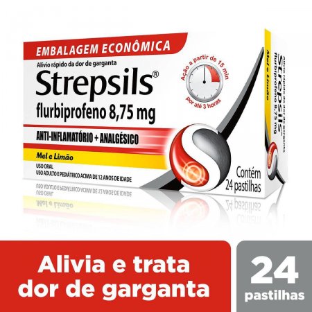 Pastilhas para Garganta Strepsils Mel e Limão com 24 unidades