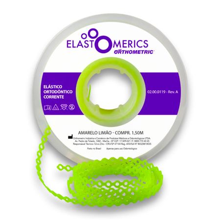 Elastômeros Corrente 1,5m Amarelo Limão - Orthometric Elastômeros Corrente 1,5m Médio Amarelo Limão - Orthometric