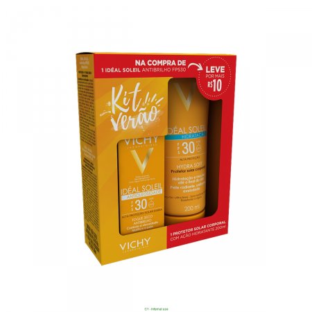 Kit Protetor Solar Facial Idéal Soleil Antibrilho FPS 30 + Protetor Solar Corporal Hidra Soft FPS 30 com 200ml