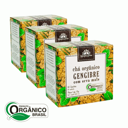 Gengibre Chá Orgânico com Erva Mate Kampo de Ervas 30 sachês