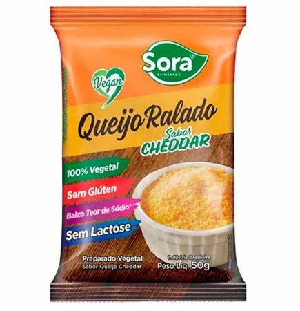 Queijo Ralado Vegetal Tipo Cheddar Sora 50g