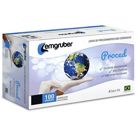 Luva De Procedimentos Proced Lemgruber - Com Pó - 100 Unidades - Tam Pp