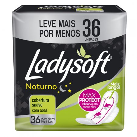 Absorvente Ladysoft Noturno Suave C/Abas 36 Unidades