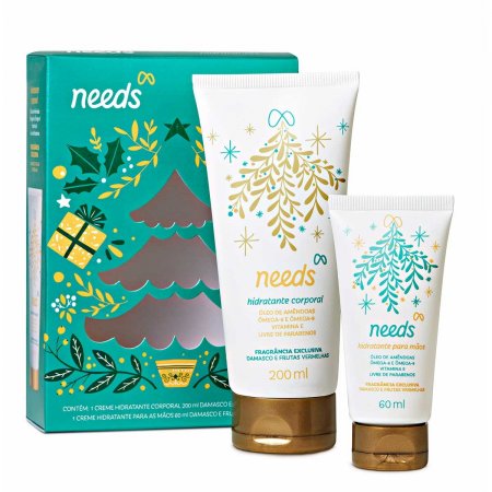 Kit Needs Natal Damasco com Frutas Vermelhas Hidratante Corporal com 200ml + Hidratante para Mãos com 60ml