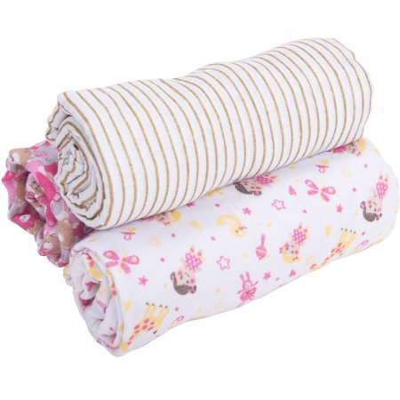 Kit Swaddle Estampado 3 unidades - Rosa