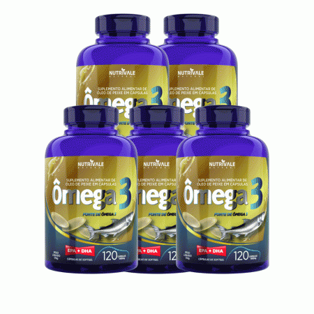 Ômega 3 Epa +Dha 5 Unidades C/120capsulas 1450mg - Linduras
