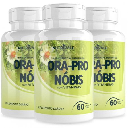 KIT 3X Ora-pro-nóbis com Vitaminas 500mg 60 cáps - Nutrivale