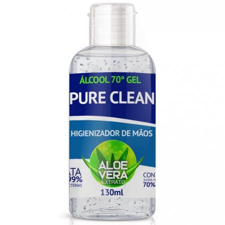 Alcool Gel 70% Pure Clean Higienizador de Mãos 130ml Aloe Vera