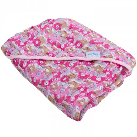 Toalha Soft com Capuz de Canto Ursos Rosa - 80 cm x 80 cm