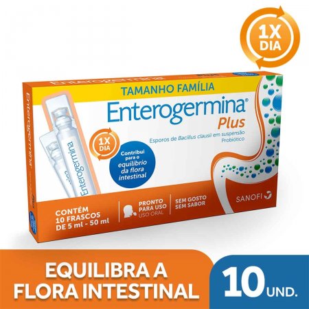 Probiótico Enterogermina Plus com 10 frascos de 5ml cada