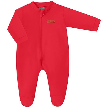 Macacão longo c/ zíper para bebê em suedine Vermelho - Pingo Lelê PL66858.087 MACACAO LONGO BASICO VERMELHO-RN