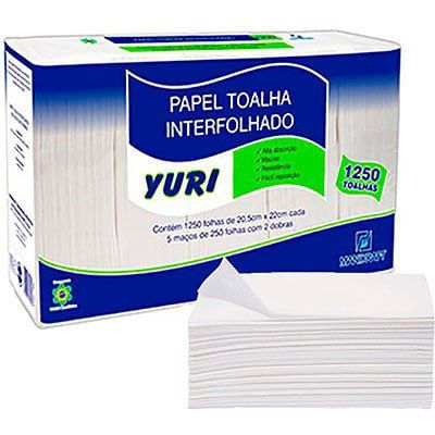 Papel Toalha Interfolhado Yuri 20,5 X 22cm com 1250 folhas
