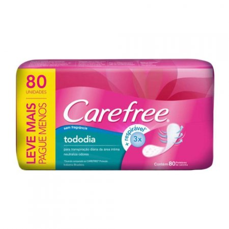 Protetores Diários Carefree TodoDia Leve 80 Pague 60 sem fragrância