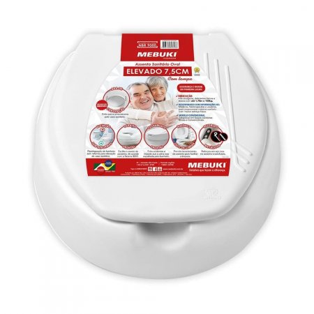 Assento Sanitário Elevado Mebuki 7,5 cm com Tampa