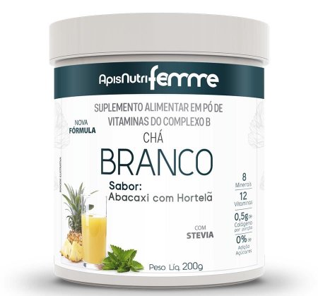 Chá Branco Solúvel Sabor Abacaxi com Hortelã 200g Femme - ApisNutri
