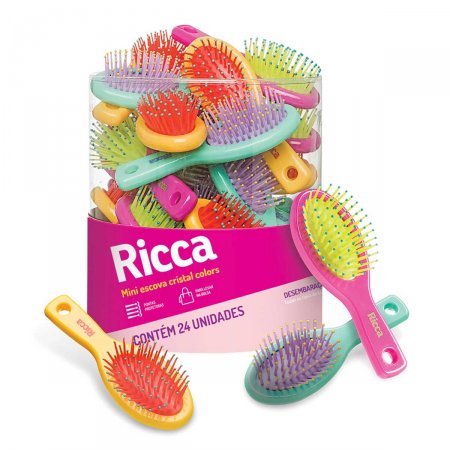 Mini Escova de Cabelo Ricca Cristal Colors com 1 Unidade