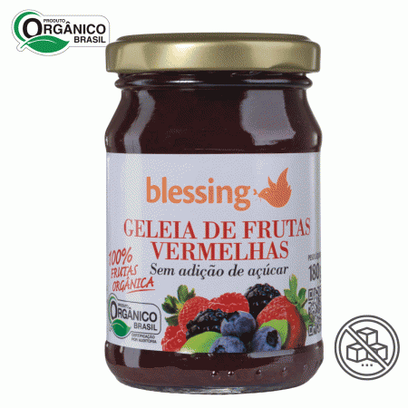 Geleia Frutas Vermelhas Orgânica sem açúcar Blessing 180 gr