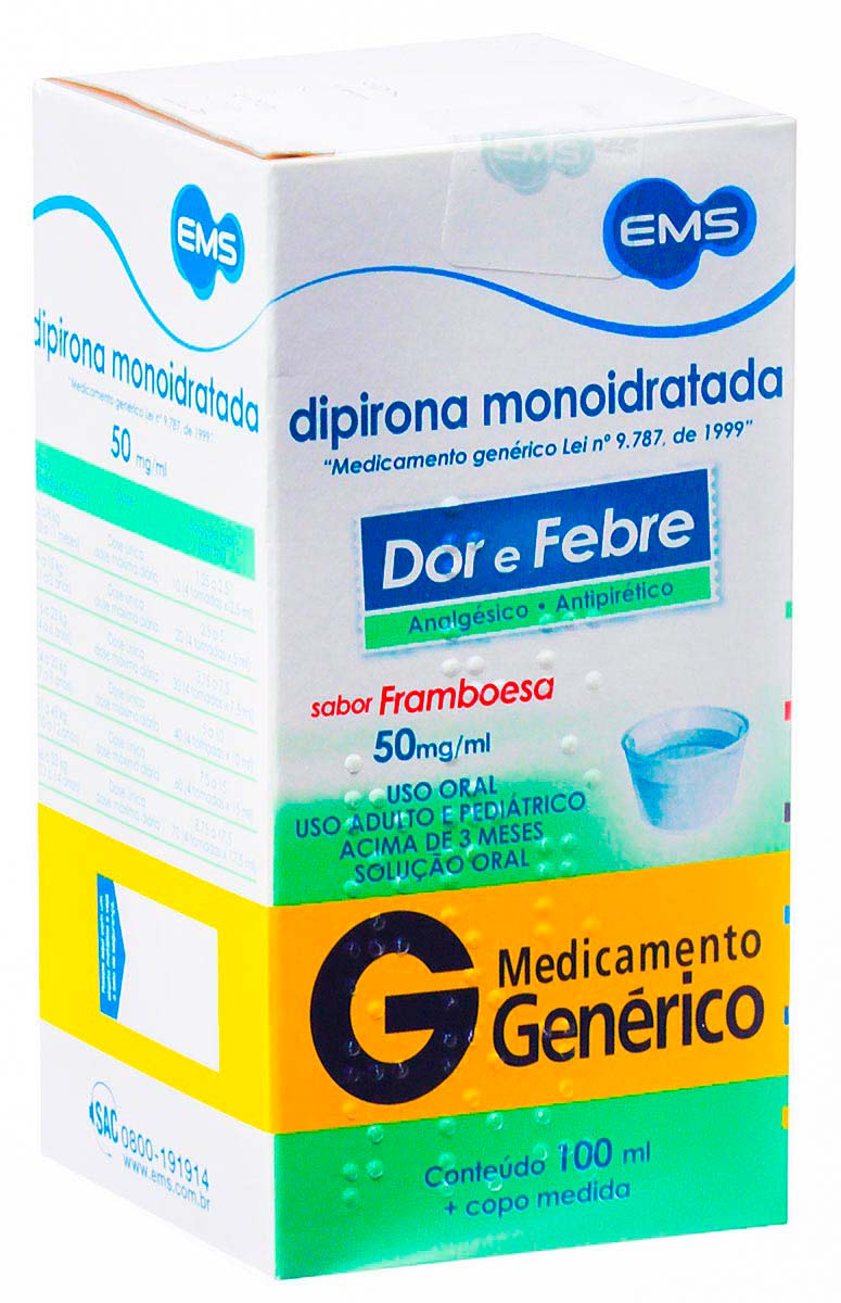 Dipirona Sódica Solução 50mg/ml Genérico EMS 100ml