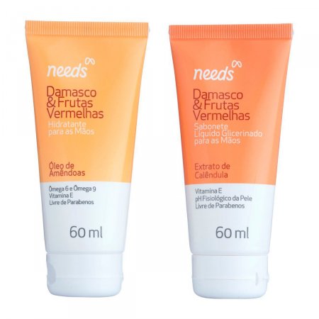 Kit Needs Hidratante para Mãos com 60ml + Sabonete Glicerinado para Mãos Damasco e Frutas Vermelhas com 60ml