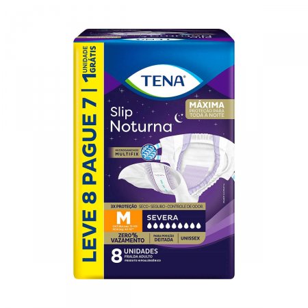 Fralda Geriátrica Tena Slip Noturna M Leve 8 Pague 7 unidades