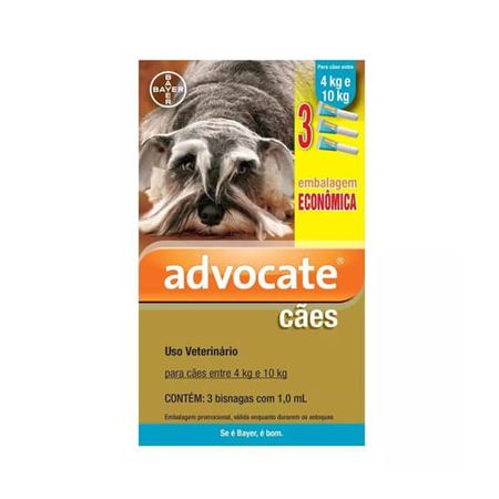 Antipulgas Advocate para Cães de 4 a 10kg 1,0mL – 3 bisnagas