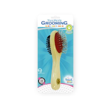 Escova de Madeira Dupla – Face para Cães e Gatos – The Pets Brasil Escova de Madeira Dupla – Face para Cães e Gatos  Tamanho G – The Pets Brasil