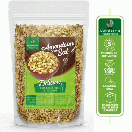 Amendoim Sem Pele Torrado com Sal  Fresquinho a Vácuo - 1kg